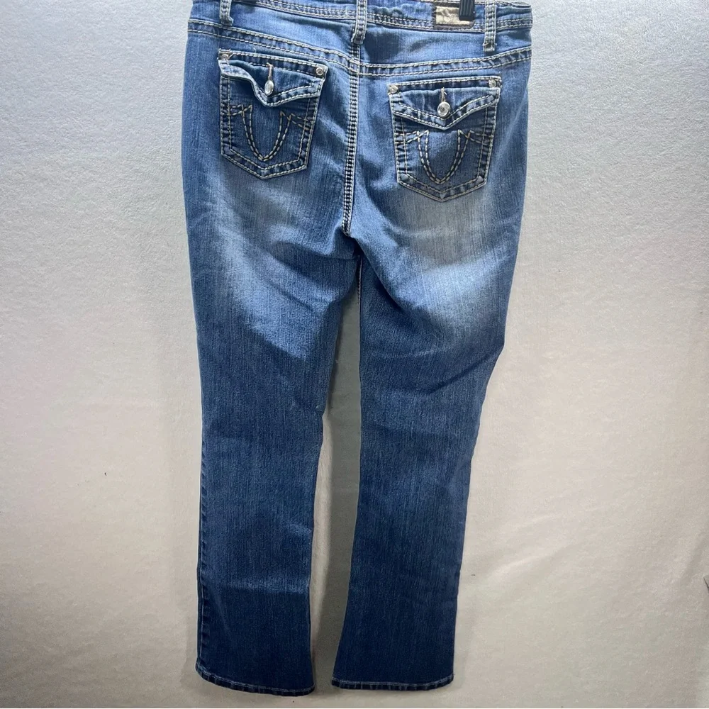 Earl Jean Flap pocket Bootcut‎ Jeans Womens 6 Blue Denim Stretch Cute 2930